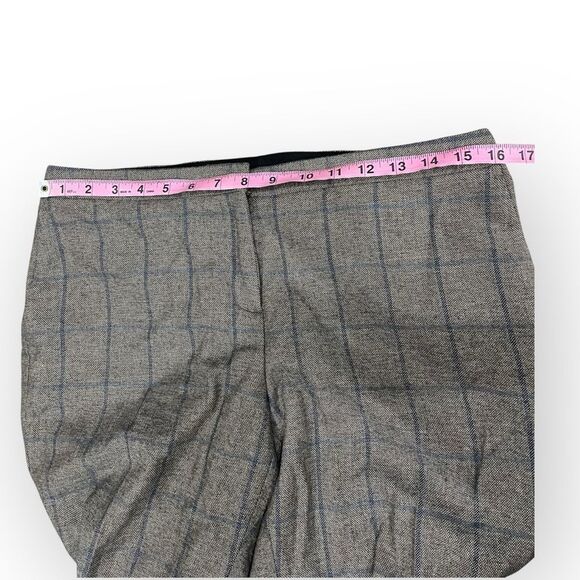 $285 Theory Cropped Wool Blend Windowpane Check Pants Size 12 - Picture 10 of 15